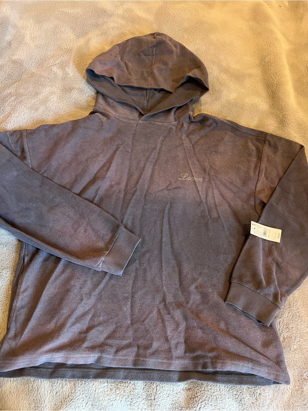 PacSun Men’s Gray Solid Pullover Hoodie Logo Long Sleeve Size S Regular